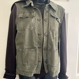 Free People Utility Jacket with Knit Sleeves